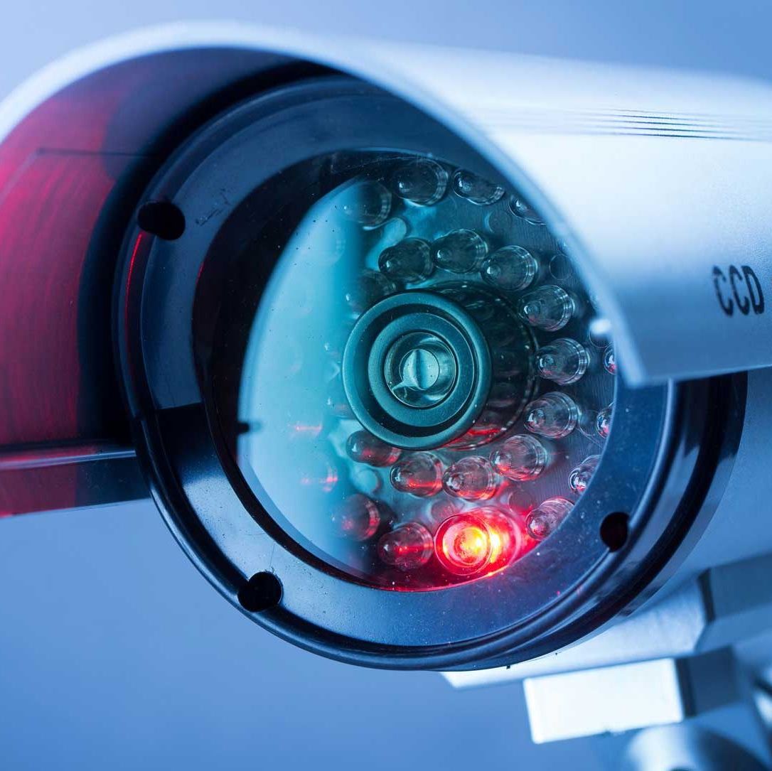 Close-up of a CCTV camera Lens
