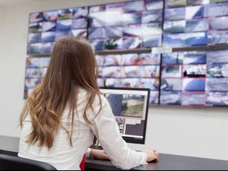 An Aztec employee undertaking CCTV monitoring